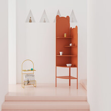 角柜  客厅   北欧现代简约三角形轻奢金属置物架卧室客厅 整装