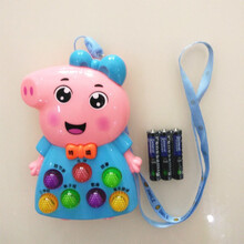 不舍天真 小猪佩奇早教音乐0-3岁手机宝宝玩具仿真电话学习机打地鼠 小猪佩奇音乐打地鼠蓝色