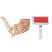 狗狗嘴套小型犬泰迪柯基狗口罩栅格嘴套 狗狗嘴套防咬防叫乱吃小型犬嘴罩狗套宠物嘴套宠物用品 米色+小白梳 7号【参考60斤以下宠物使用】