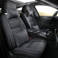 吉普JEEP指南者大指挥官自由侠自由光牧马人自由客专用座套全包围汽车座垫四季通用亚麻坐垫座椅套 灰色亚麻-豪华版(五座通用款)