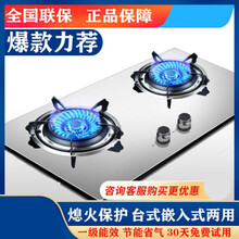 日本樱花家用燃气灶嵌入式台式双灶天然 气液化石油气煤气炉猛火人工煤气 家庭猛火铜盖4.8KW一级能效 不锈钢+上门安装 人工煤气