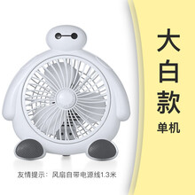 途美丝 电风扇卡通学生宿舍床上可爱办公室家用轻音台式转页扇 大白（1.3米线）