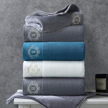 班豪斯 纯棉毛巾 五星酒店加厚绣花大毛巾 柔软吸水全棉洗脸巾 亲肤成人面巾 皇冠蓝色 145g/条