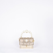 ROSANTICA MILANO 女包 女士时尚人造珍珠手柄笼包仿水晶点缀手提包 B401/OR/CRI-PER 金色 OS