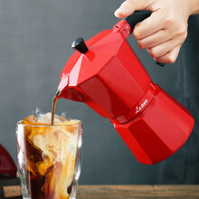 英国品质摩卡壶咖啡壶煮咖啡的器具家用意大利意式手冲滴滤咖啡壶 红色2杯100ml【滤纸】