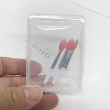 硅胶唇刷口红刷迷你唇膜唇釉刷涂抹棒便携初学小号化妆刷女 3个 短款白柄 粉头唇刷 胶盒装 其它材质