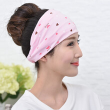 月子帽春夏 月子帽夏天产妇帽头巾孕妇帽子春夏季产后坐月子用品纯棉春秋冬款 纯棉爱心粉-松紧头巾