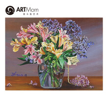 墨斗鱼艺术王晶布面油画静物花卉古典风欧洲纯手绘实木画框装裱原作孤品限量一幅收藏证书30*40cm