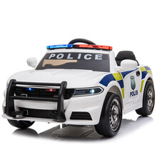 小朋友能开的汽车可充电遥控儿童电动车四轮带小孩摇摆童车宝宝玩具车人警车 道骑警车【白色】自驾-遥控-摇摆 -喊话器-12V