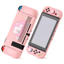 丸图任天堂switch保护壳硅胶NS硬壳保护包磨砂保护套纯色彩壳ns游戏机配件防摔分离式手柄套 switch【馋猫粉色】可插底座保护壳 膜+粉猫爪