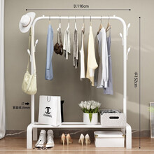 简易挂晒衣架晾衣架落地单杆折叠室内阳台晾衣杆卧室家用晒衣架晾衣杆挂衣服单杆式 单杆单层加固 白色-宽1.1米  大