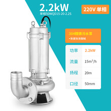精铸不锈钢潜水泵耐酸碱腐蚀304家用220V污水泵380V抽水机排污泵 304精铸2.2KW口径2寸220V