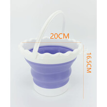 色彩水桶美术生外出写生画画用的折叠硅胶专业水粉小桶便携笔桶 圆形硅胶水桶（紫色）