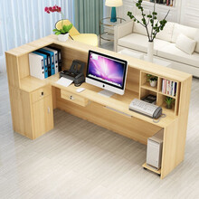 转角收银台柜台简约现代市前台接待台服装店饭店 锐衡 浅胡桃色 左拐角 160x80x110cm