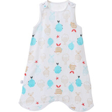 尹珂儿 纱布婴儿睡袋春夏薄款儿童宝宝睡袋防踢被全棉纱布新生儿用品透气小孩无袖背心式睡袋4 6层 海洋鱼背心睡袋(6层纱布) L码(身高80-100cm)