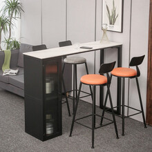 尤尚家具意式2021岩板厨房开放式吧台桌简约现代家用客厅隔断高脚桌椅北欧轻奢写字楼会所酒柜吧台一体式 黑脚白面 单桌160*40*105黑脚白面