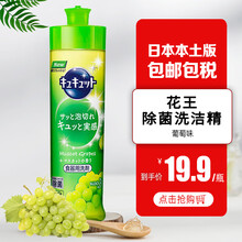 日本花王(KAO)洗洁精洗涤剂精餐具碗具果蔬240ml 花王除菌洗洁精葡萄味