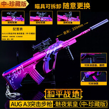 AUG突击步抢儿童玩具手炝可拆卸合金模型绝地大求生幻影战神吃鸡玩具定制 【中号】AUG魅夜紫皇-23.5CM (三个倍镜) 套餐一