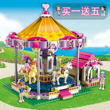 启蒙兼容乐高积木女孩城堡别墅摩天轮酒店房子公主屋女生拼装玩具益智拼图6岁7岁8岁9岁生日礼物儿童节 梦幻旋转木马2016【646片+4人仔】