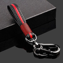 卡斯兰迪 手工汽车钥匙扣真皮创意家用钥匙链 定制腰挂件配件礼品 车钥匙挂件手工个性新款钥匙绳 黑红色 KSL185