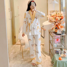 十月结晶同款月子服春夏纯棉薄款孕期家居服产后产妇哺乳喂奶衣春季孕妇睡衣 黄色 M