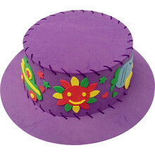 EVA手工帽子材料包 幼儿园手工课diy制作 儿童立体粘贴缝制玩具 紫色（M-2)