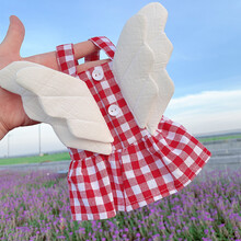 狗狗衣服小翅膀格子裙春夏薄款泰迪宠物狗狗博美贵宾雪纳瑞比熊衣服小型犬 红格 S(胸26背16约1.5-2.5斤)