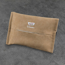 适用凯迪拉克翻毛皮车载纸巾盒抽XT5/6/4 CT6/5/4汽车椅背挂式套 米绒纸巾盒/单个装