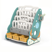 麦巧适（MAQUCC）儿童书架玩具收纳架幼儿书架绘本架宝宝储物置物柜带收纳盒5层火箭 格林兰绿