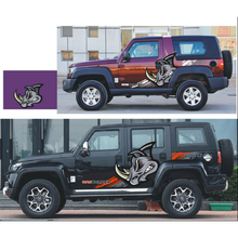 坦克300拉花车贴适用JEEP牧马人车贴拉花个性越野贴纸自由侠BJ40改装贴画 灰改色膜材料大犀牛