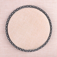 椅垫海绵圆形棉麻透气小圆凳子坐垫学生防滑垫子套罩吧台椅藤椅垫 米黄麻 直径45cm 厚5cm