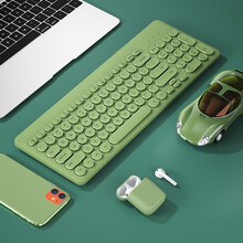 B.O.W 航世 MK221 无线键盘鼠标套装（超薄静音混色键盘 笔记本办公通用外接数字键盘） 2.4G单键盘【复古绿】