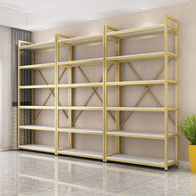 碌实 化妆饰品展示架多层组合货架包包母婴产品展示柜落地置物架 白色大理石纹金架 4层板100长1.35米高