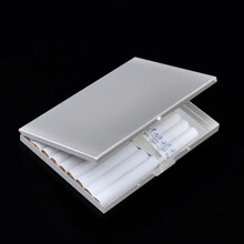 睿爸 烟盒8支装不锈钢超薄香菸盒男女士个性创意金属烟盒 不锈钢超薄9支装