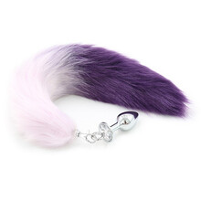 可拆卸挂钩款肛部后庭塞多色可选狐狸尾巴金属肛塞 sm情趣用品男女用器具私密另类玩具性调教 粉色渐变紫色人造狐狸尾可拆卸挂钩金属肛塞 长约35CM肛塞直径约3CM