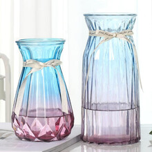 欣竹 花瓶北欧玻璃满天星干花插花器皿客厅玄关电视柜床头装饰摆件百搭 24CM浪漫+18CM折纸两件套蓝紫