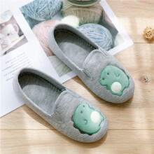 月子鞋夏薄款包跟可爱韩版四季木地板家用棉拖鞋女春秋产后居家鞋 灰色恐龙 36
