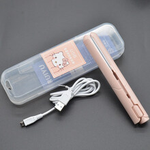 学生迷小型夹板USB卷发棒直发卷发两用刘海内扣拉板夹宿舍不跳闸ObOWAI 粉色(送数据线+收纳盒)