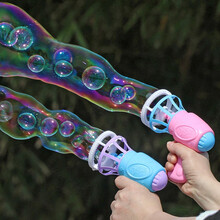 憨憨乐园 泡泡机泡泡枪电池款儿童玩具器吹泡泡带2瓶泡泡水补充液抖音同款网红玩具六一儿童节礼物 粉色