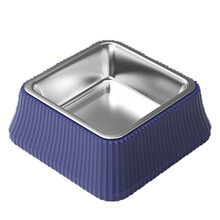疯狂小狗 狗碗狗食盆猫碗猫食盆狗碗不锈钢防打翻大号喝水狗碗宠物碗用品 方形蓝色
