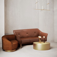 中泰龙 办公室会客室皮质沙发三人位办公沙发茶几组合