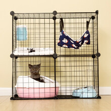 汤琪DIY猫笼大号不锈钢折叠式双层三层猫笼子猫别墅猫舍猫屋猫窝兔笼鸽子用品 黑色 75*39*73 cm