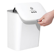 宝家洁 壁挂式垃圾桶带盖滑盖厨房卫生间杂物箱收纳篮垃圾分类9L白色