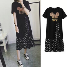 瑞彼丽 哺乳衣外出2021夏季韩版时尚波点拼接假两件过膝长款裙潮妈外穿产后母乳期宽松显瘦喂奶连衣裙 豹纹裙【竖开拉链哺乳】 L