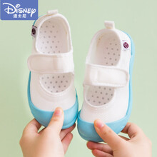 迪士尼旗舰官网自营幼儿园室内鞋小白鞋儿童帆布鞋男女宝宝布鞋小童透气夏软底运动鞋 蓝色-开口款 27码