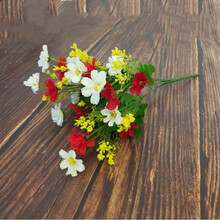 仿真跳兰菊假花绢花塑料花雏菊装饰插花田园装饰舞蹈拍摄道具用花 红色