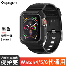 SPIGEN韩国苹果iWatch4/5/6代保护壳表带智能手表防摔外壳运动保护套硅胶防滑表带冠熙 4/5/6代【44mm】黑色【表带和保护壳一体】