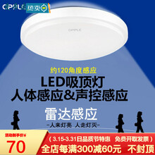 殴普品质雷达人体感应吸顶灯声光控过道楼梯LED吸顶灯 雷达人体感应直径26cm白光12瓦