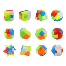 鲁班锁拼装球学生拆装解锁钥匙扣塑料孔明锁套装早教儿童玩具 鲁班锁随机3个送绳子 PP袋装