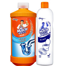 威猛先生（Mr Muscle） 管道疏通剂+洁厕液不伤管道下水道马桶疏通剂洁厕剂 管道疏通剂500g+洁厕液480g
